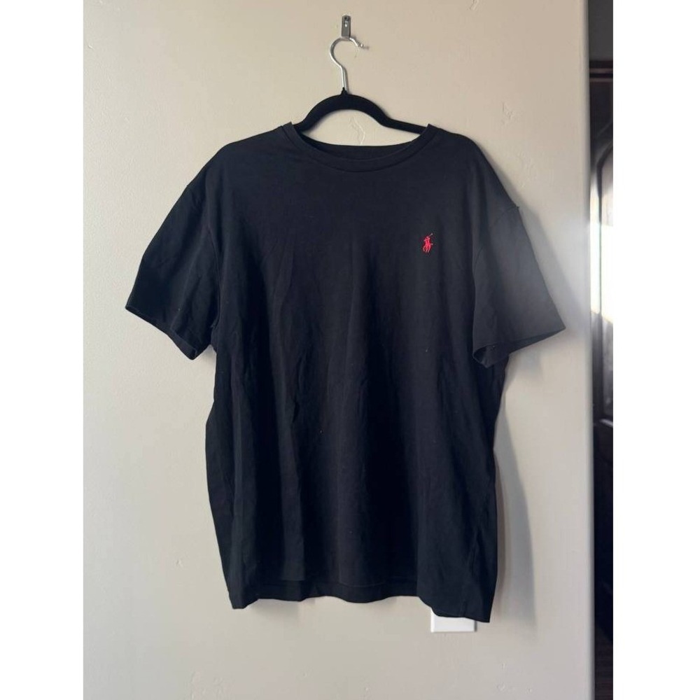 Polo Ralph Lauren Classic Fit Tee L Black Red Pony Logo Crewneck Preppy Academia